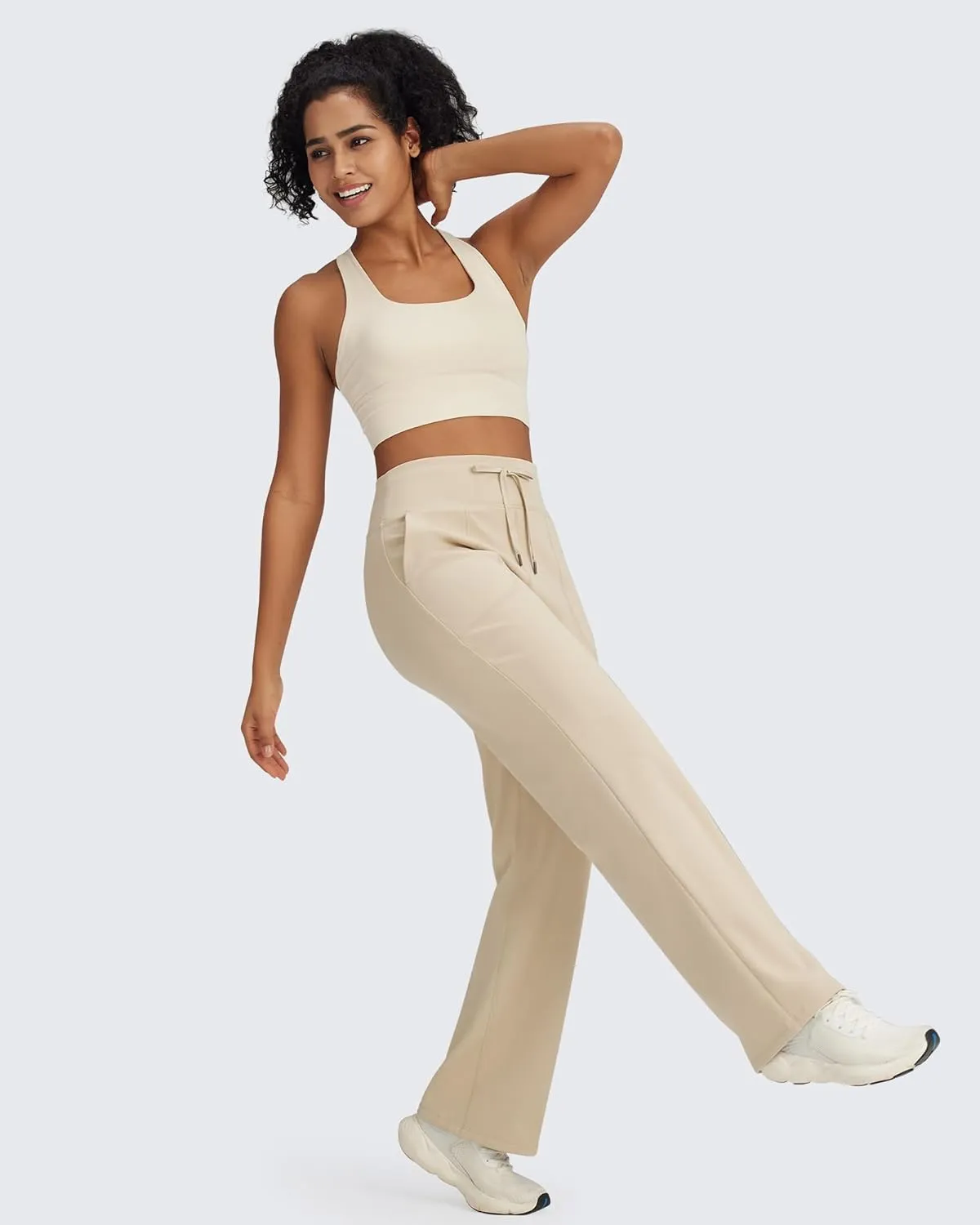 G4Free Wide Leg Sweatpants Women Drawstring Waist Fleece Lined Yoga Pants with Pockets for Winter