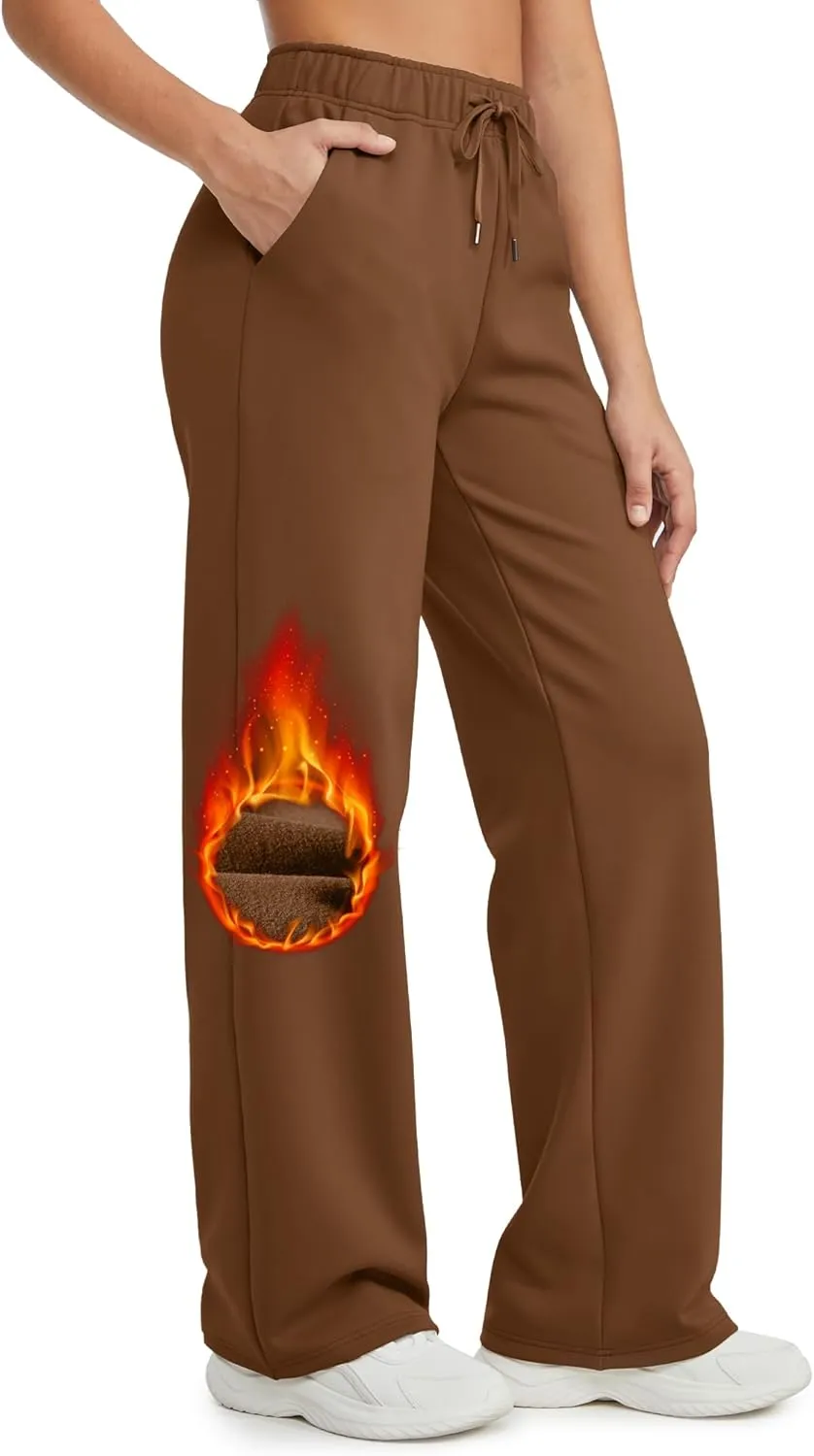 G4Free Wide Leg Sweatpants Women High Waisted Fleece Lined Pants with Pockets Winter Lounge Workout Yoga Trousers