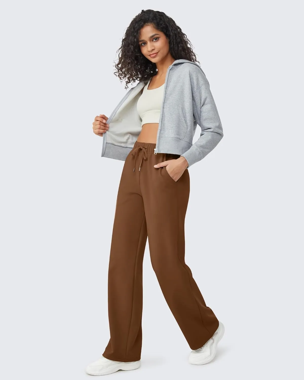G4Free Wide Leg Sweatpants Women High Waisted Fleece Lined Pants with Pockets Winter Lounge Workout Yoga Trousers