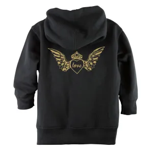 Glitter Gold Love Angel Wings Front Zipper Baby Hoodie