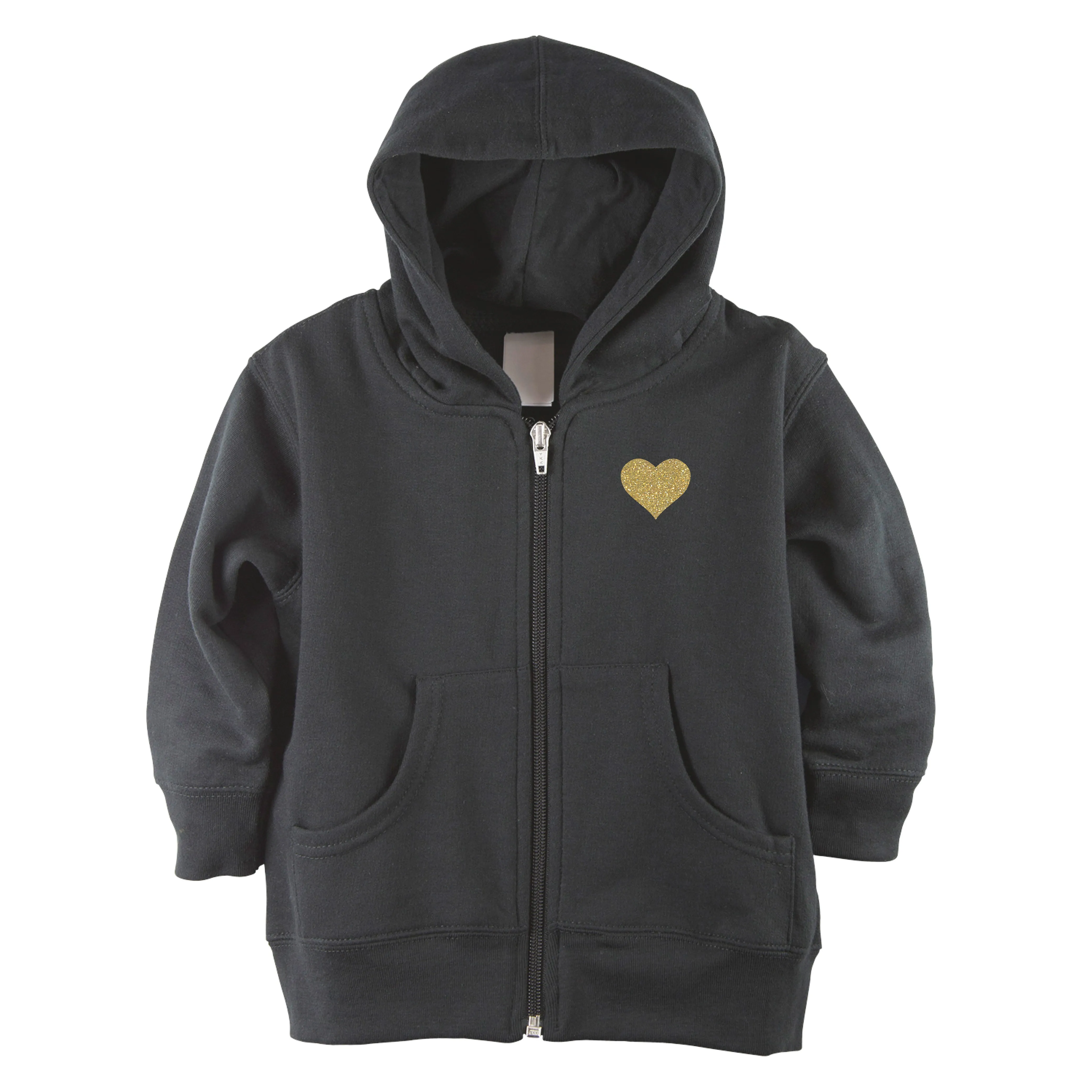 Glitter Gold Love Angel Wings Front Zipper Baby Hoodie