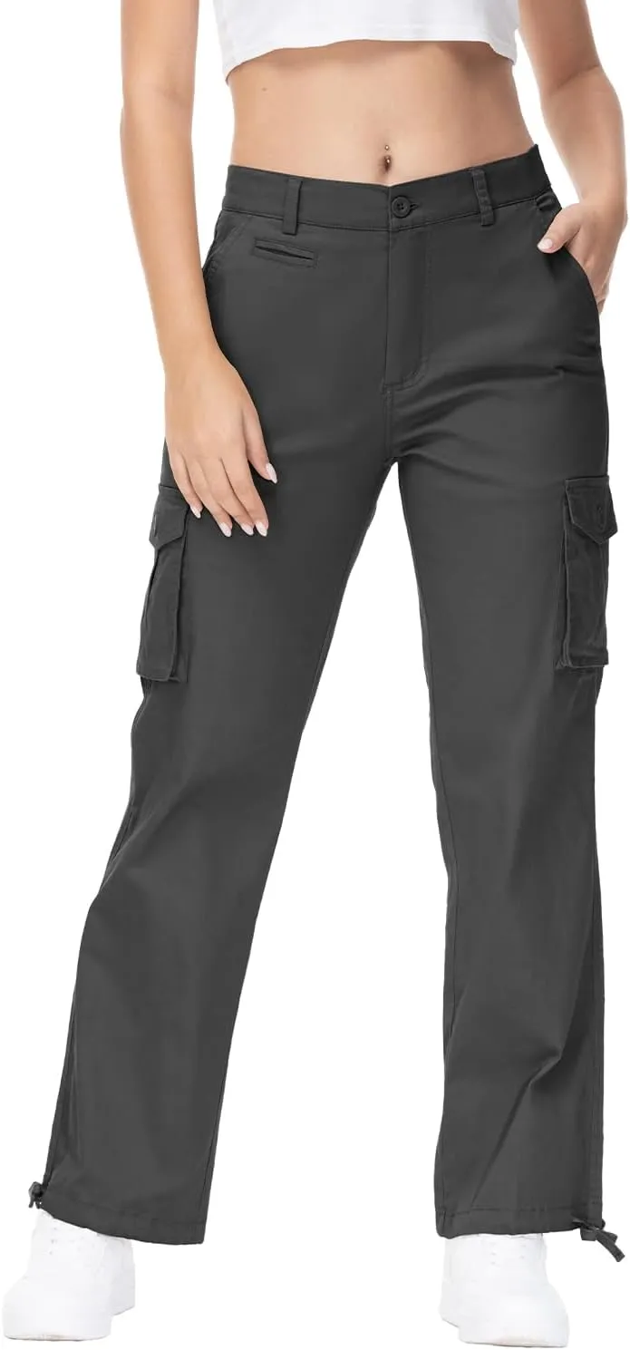 Gopune Women's Hiking Cargo Pants Lightweight Outdoor Travel Work Casual Cotton Pants with 7 Pockets