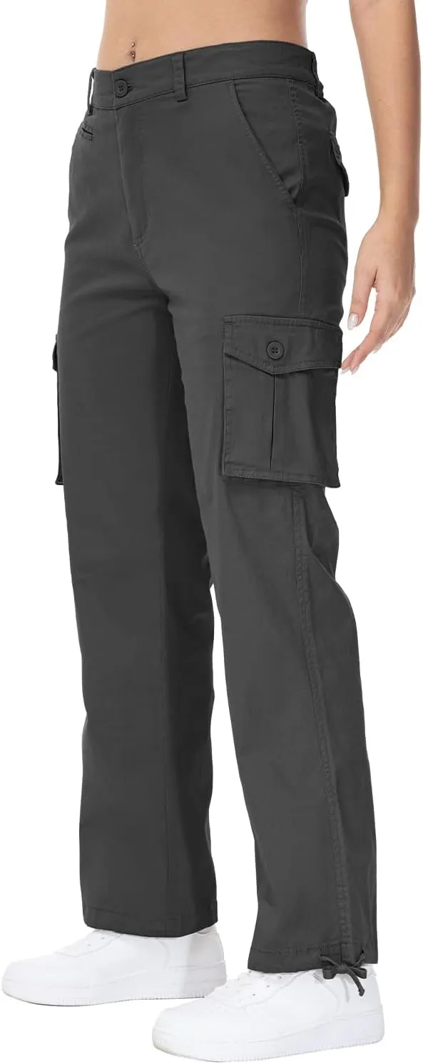 Gopune Women's Hiking Cargo Pants Lightweight Outdoor Travel Work Casual Cotton Pants with 7 Pockets
