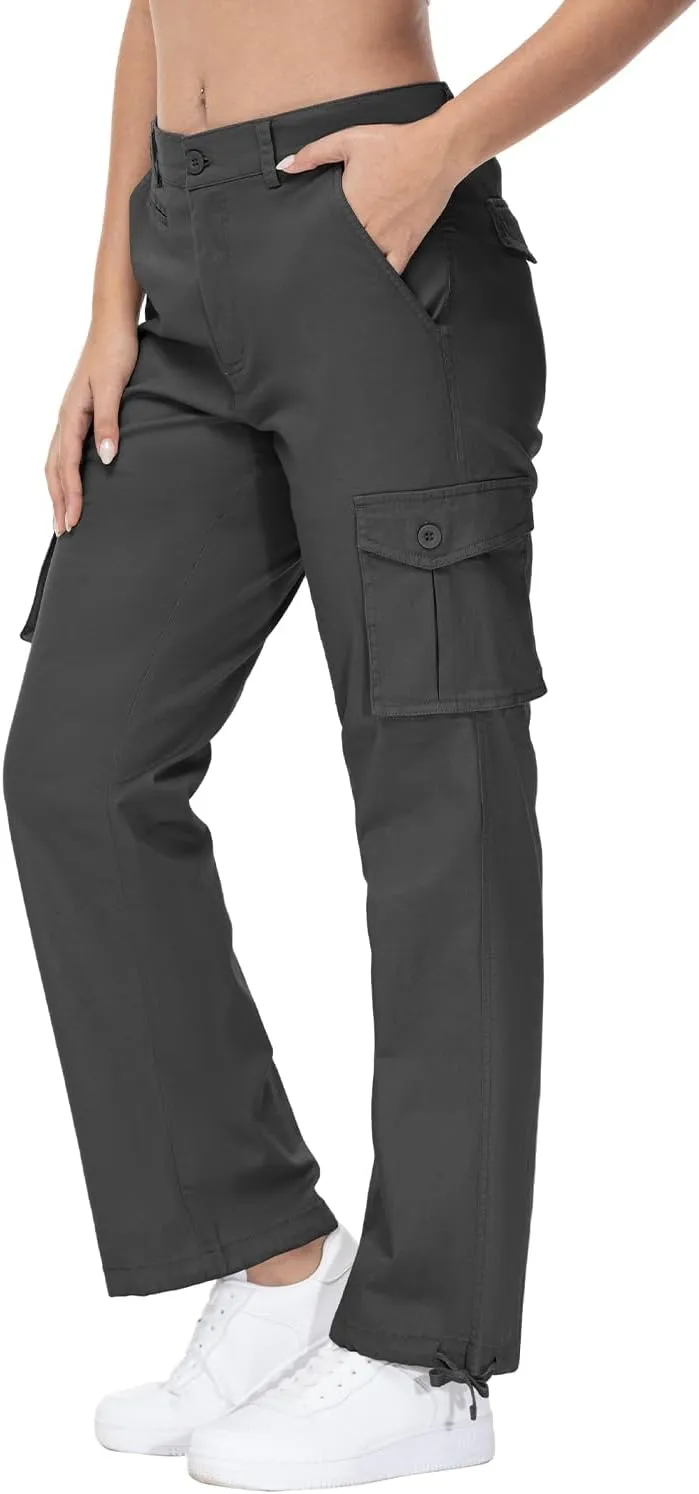 Gopune Women's Hiking Cargo Pants Lightweight Outdoor Travel Work Casual Cotton Pants with 7 Pockets