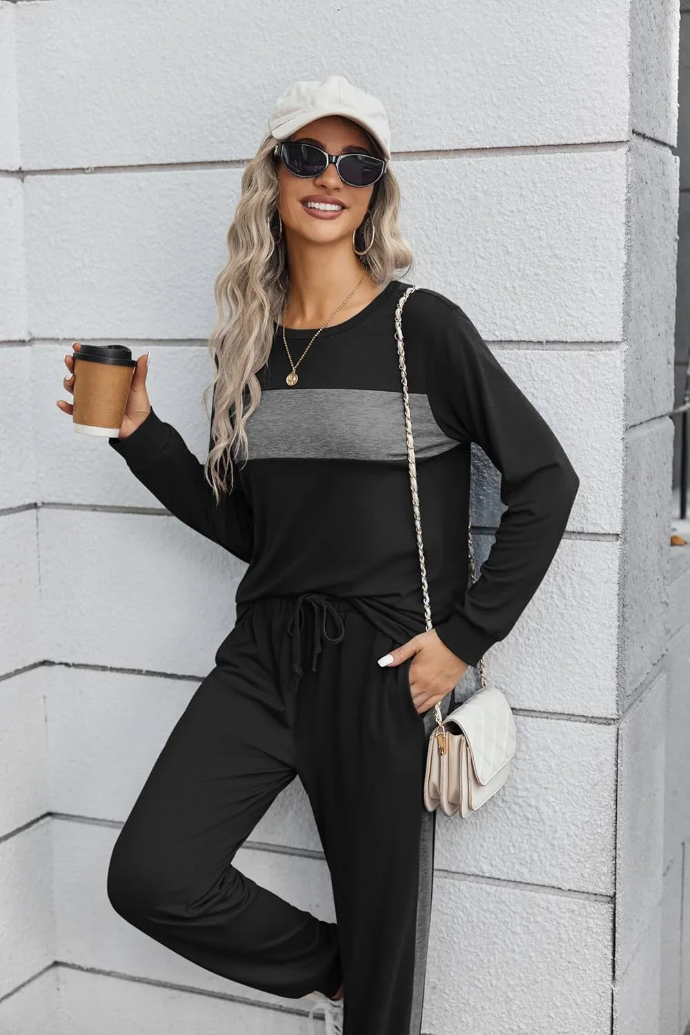 HOTOUCH Women's Two Piece Outfit Long Sleeve Crewneck Pullover Tops And Long Pants Tracksuit 2023 Fashion Sweatshirts