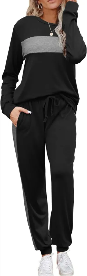 HOTOUCH Women's Two Piece Outfit Long Sleeve Crewneck Pullover Tops And Long Pants Tracksuit 2023 Fashion Sweatshirts