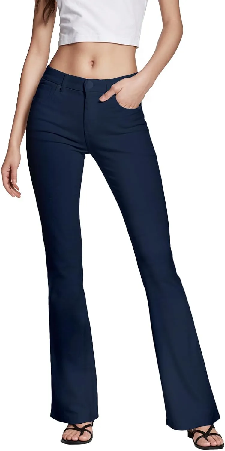 Hybrid & Company Womens Hyper Ultra Stretch Comfy Boot Cut Leg Flare Work Casual Pants