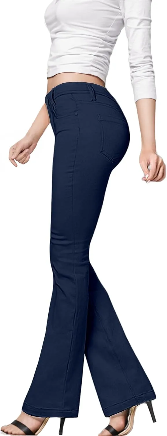 Hybrid & Company Womens Hyper Ultra Stretch Comfy Boot Cut Leg Flare Work Casual Pants