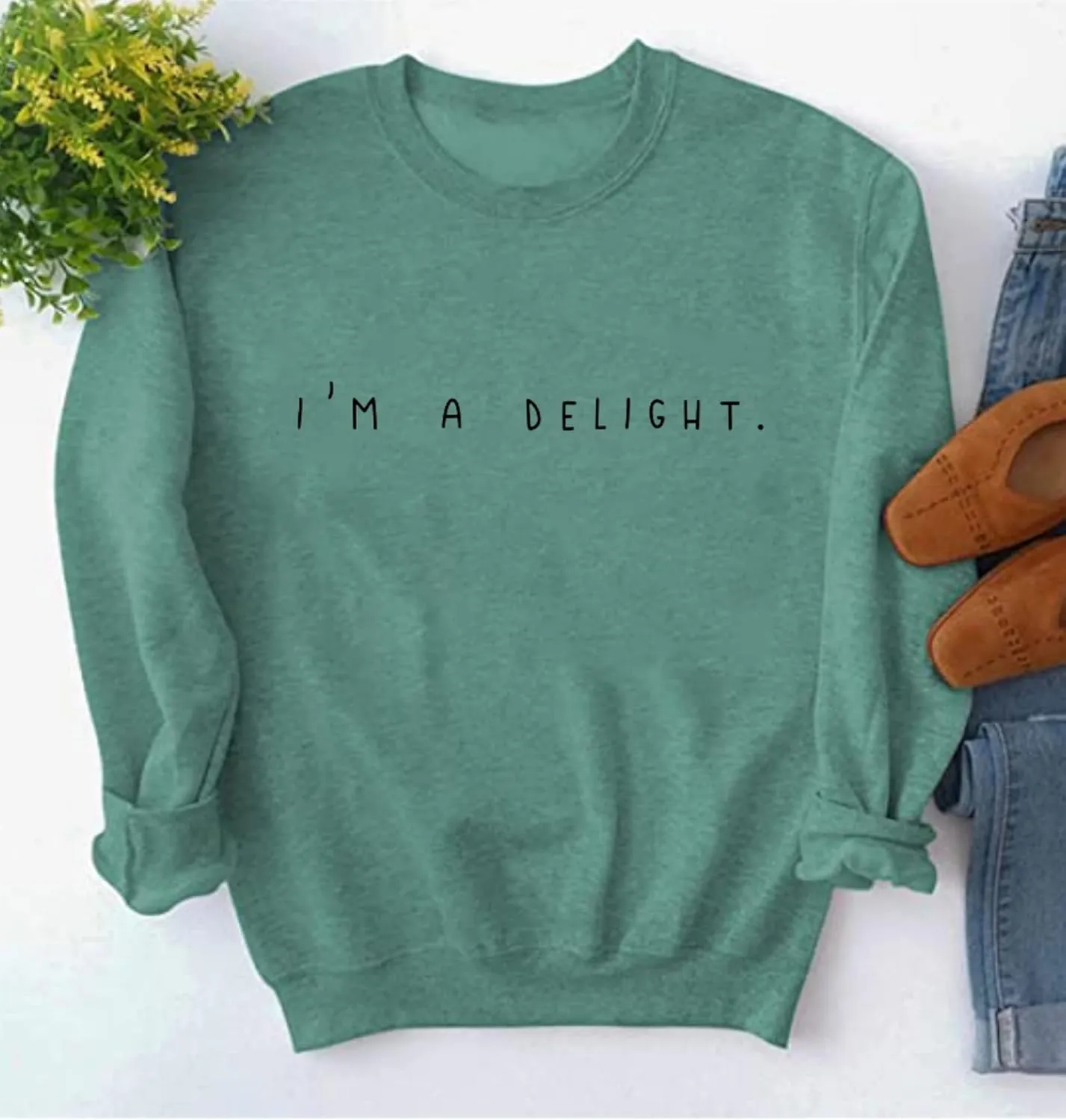 I'M A Delight Sweatshirt Women Funny Saying Letter Print Crewneck Pullover Humor Sarcastic Sayings Long Sleeve Tops