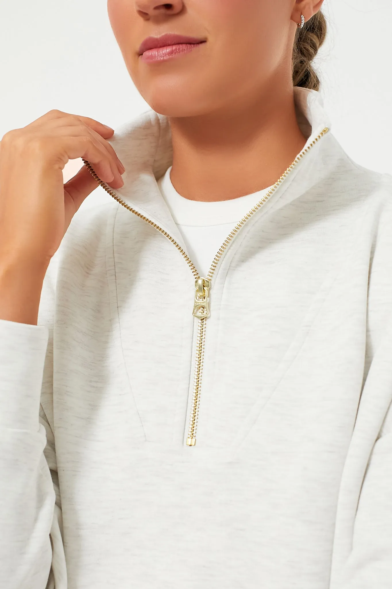 Ivory Marl Hawley Half Zip