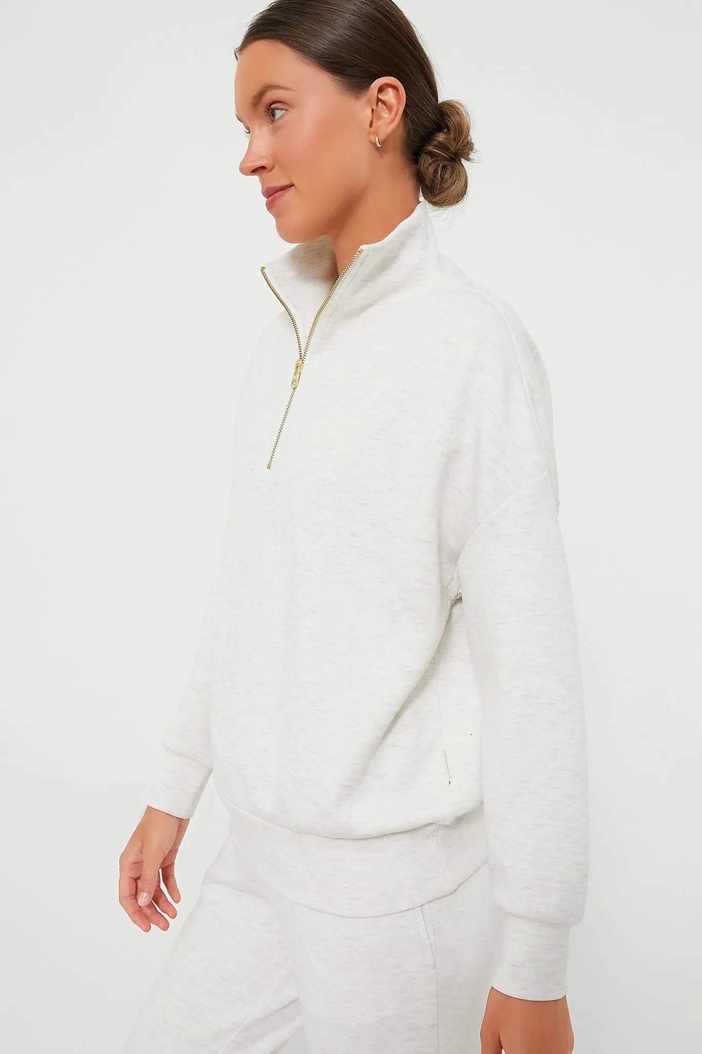 Ivory Marl Hawley Half Zip
