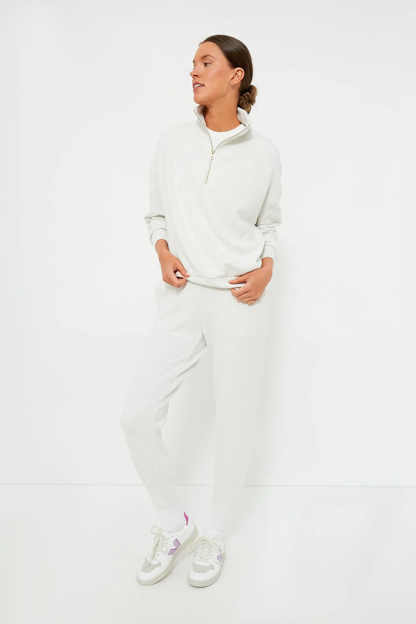 Ivory Marl Hawley Half Zip