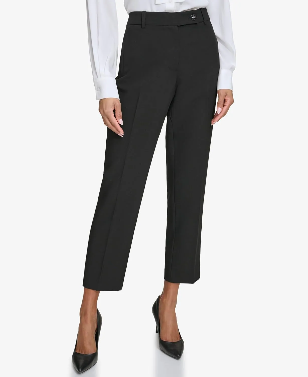 Karl Lagerfeld Paris Women's Straight Leg Belted Suit Pant