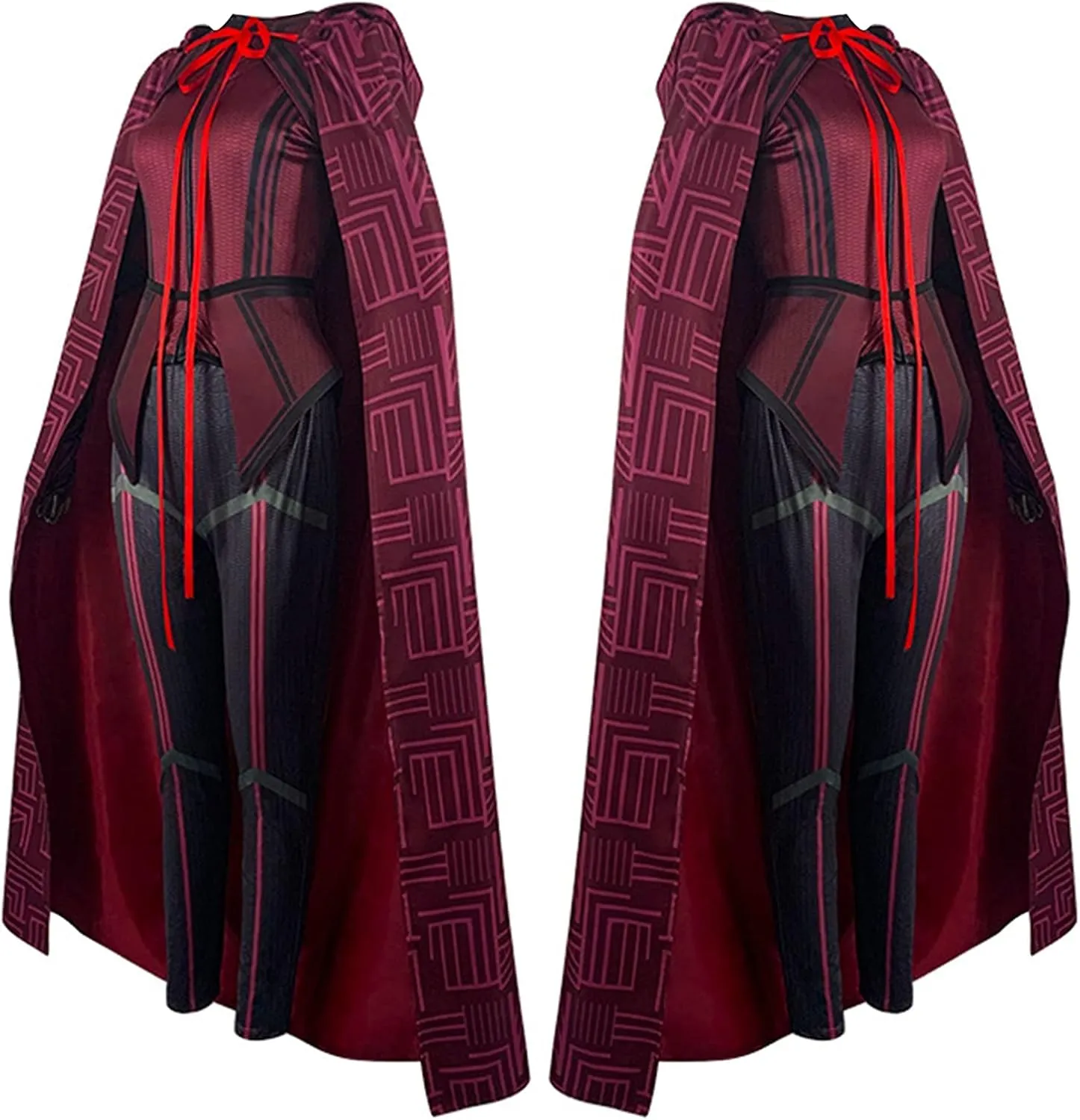 Kuberas Wanda Maximoff Costume Scarlet Witch Cosplay Costume Hooded Cloak Scarlet Witch Headpiece Halloween Outfits