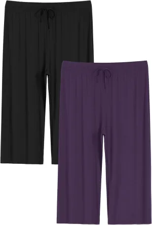Latuza Women's Plus Size Capri Pajama Pants Comfy Wide Leg Lounge Capris