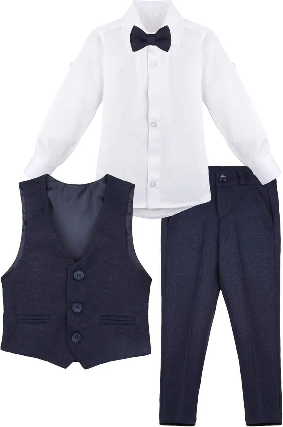Lilax Boys Formal Suit 4 Piece Vest, Pants and Tie Dresswear Suit Set