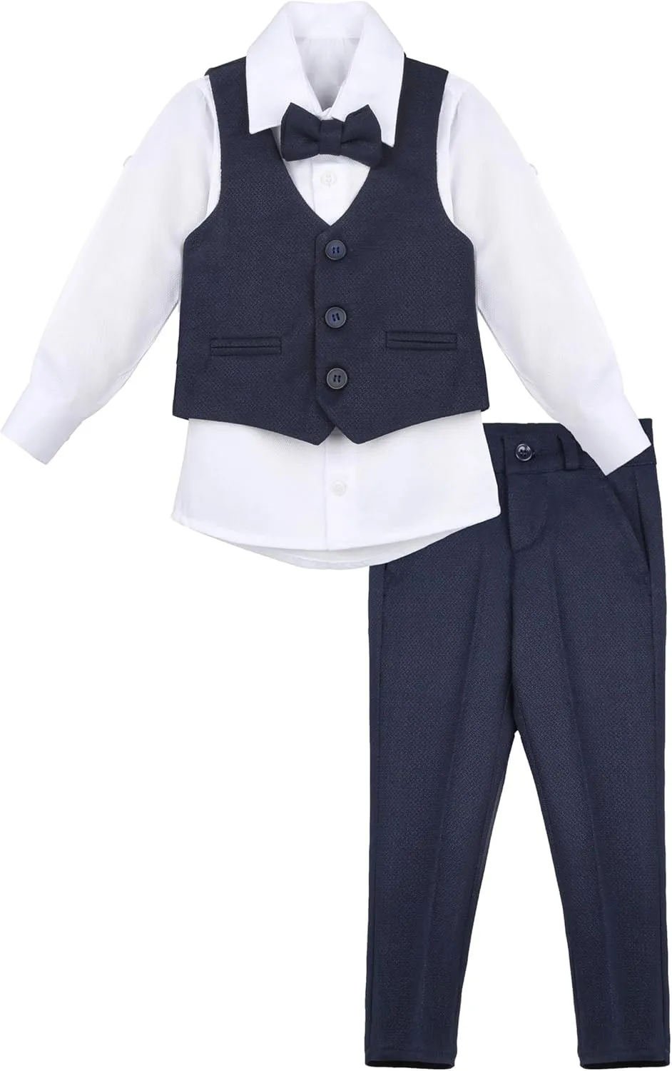Lilax Boys Formal Suit 4 Piece Vest, Pants and Tie Dresswear Suit Set