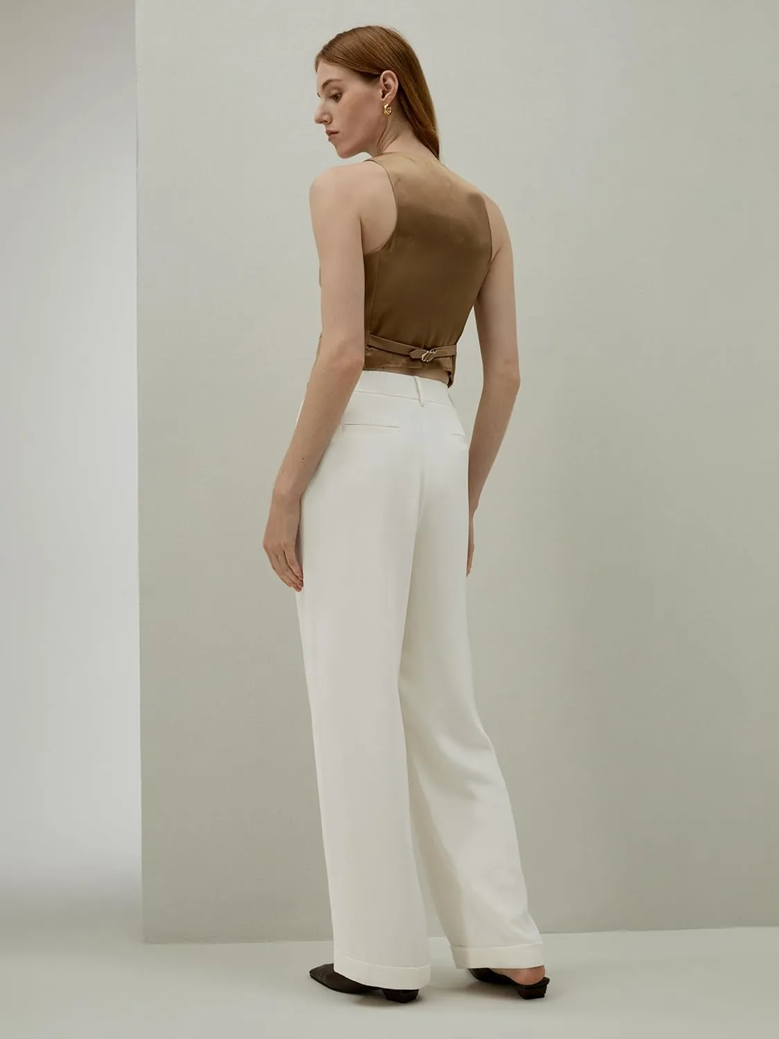 LilySilk The Flos Pants Full Length Boyish Style Wide Leg Bkazers Pants Vintage Style Trousers for Women