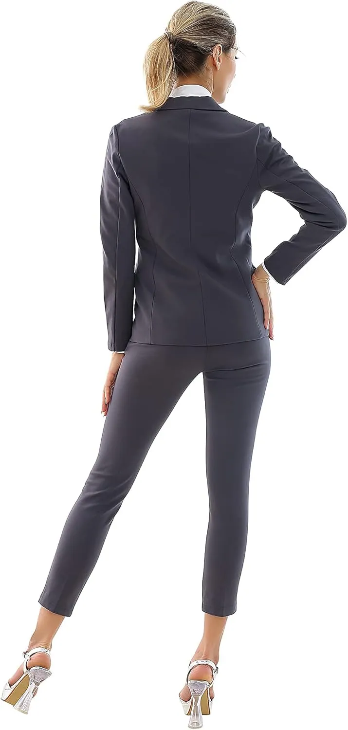 Marycrafts Women's Business Blazer Pant Suit Set for Work