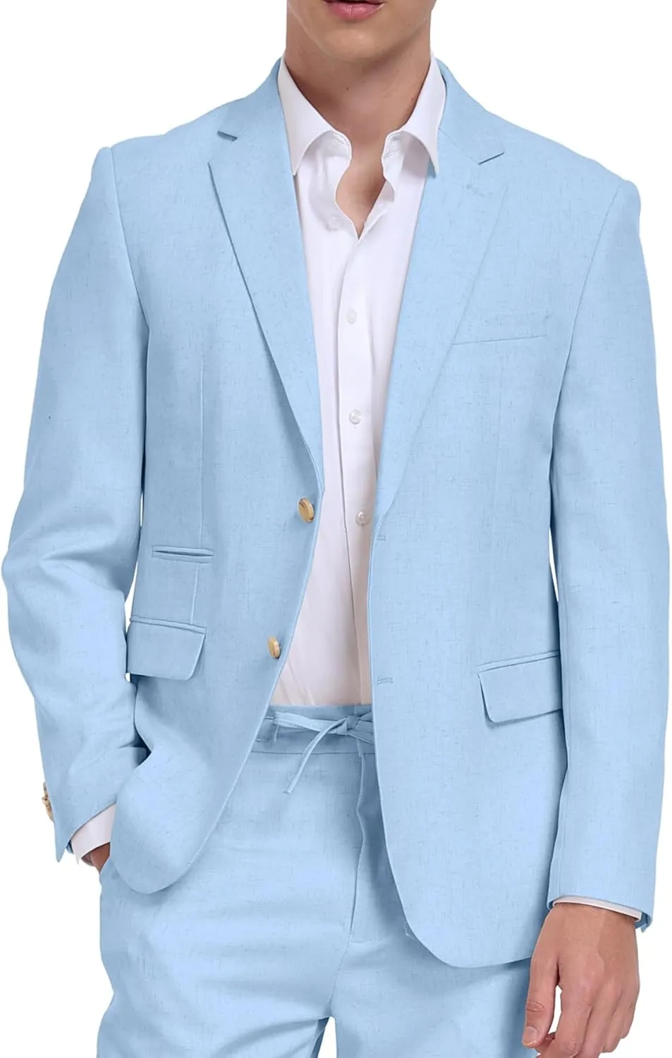 Men Linen Suits 2 Piece Summer Beach Suit Casual Holiday Outfits Lightweight Groomsmen Blazer Pants Set Wedding Prom Tuxedos