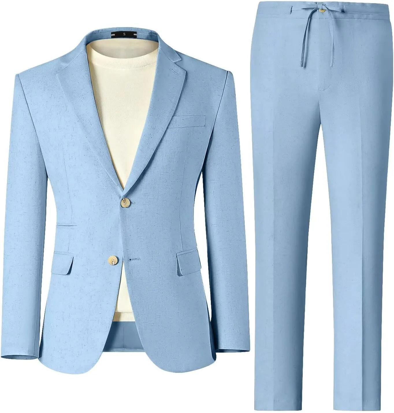 Men Linen Suits 2 Piece Summer Beach Suit Casual Holiday Outfits Lightweight Groomsmen Blazer Pants Set Wedding Prom Tuxedos