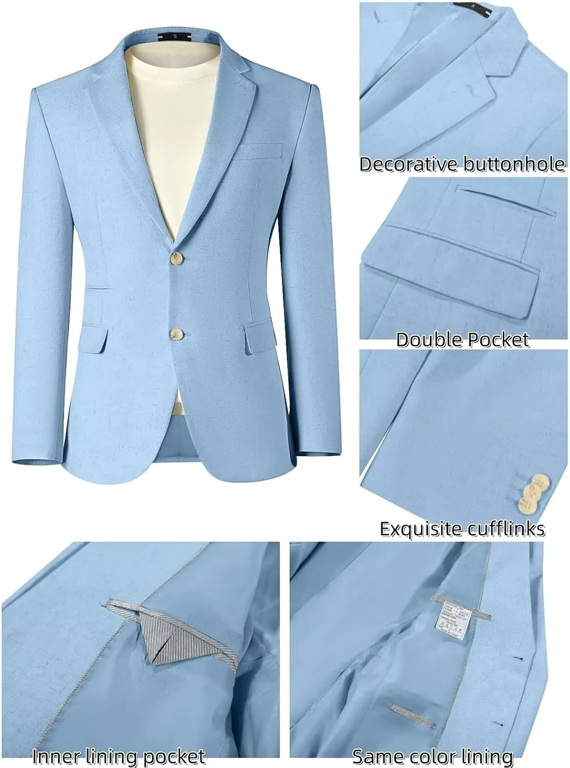 Men Linen Suits 2 Piece Summer Beach Suit Casual Holiday Outfits Lightweight Groomsmen Blazer Pants Set Wedding Prom Tuxedos