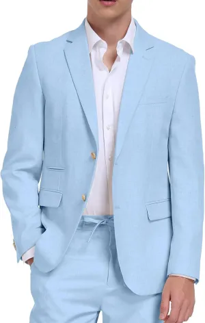 Men Linen Suits 2 Piece Summer Beach Suit Casual Holiday Outfits Lightweight Groomsmen Blazer Pants Set Wedding Prom Tuxedos