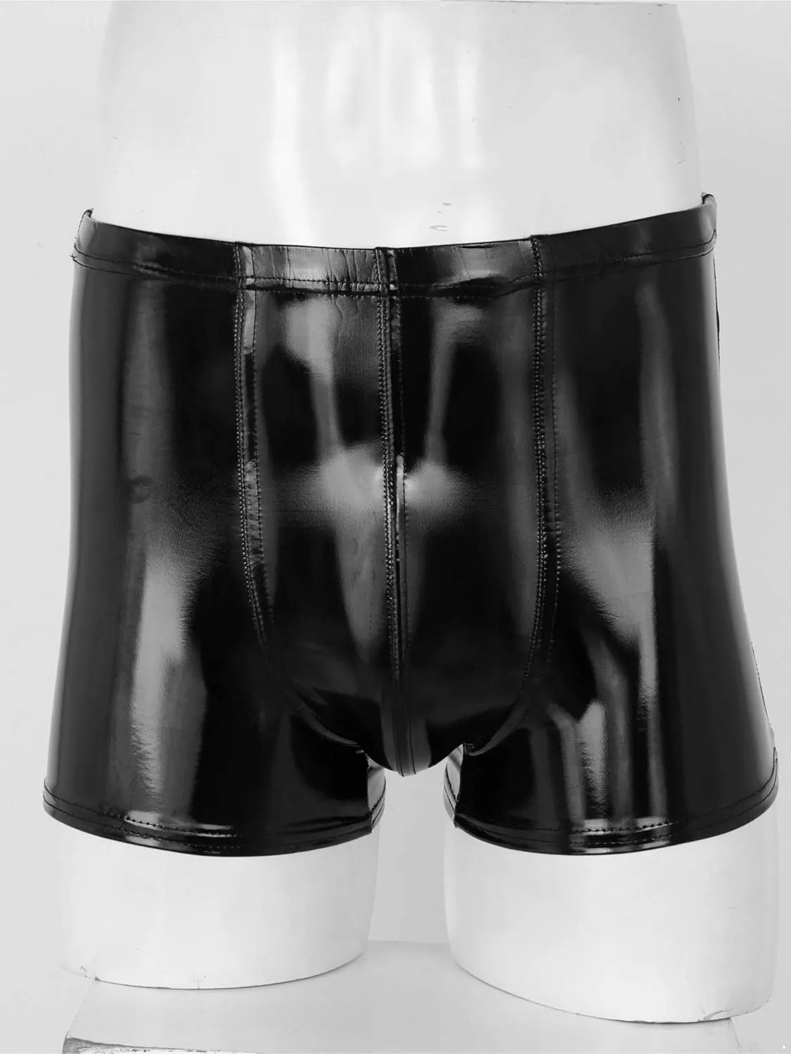 Men's Faux Leather Low Rise Pouch Trunks Shorts Underwear Hot Pants Bikini Briefs