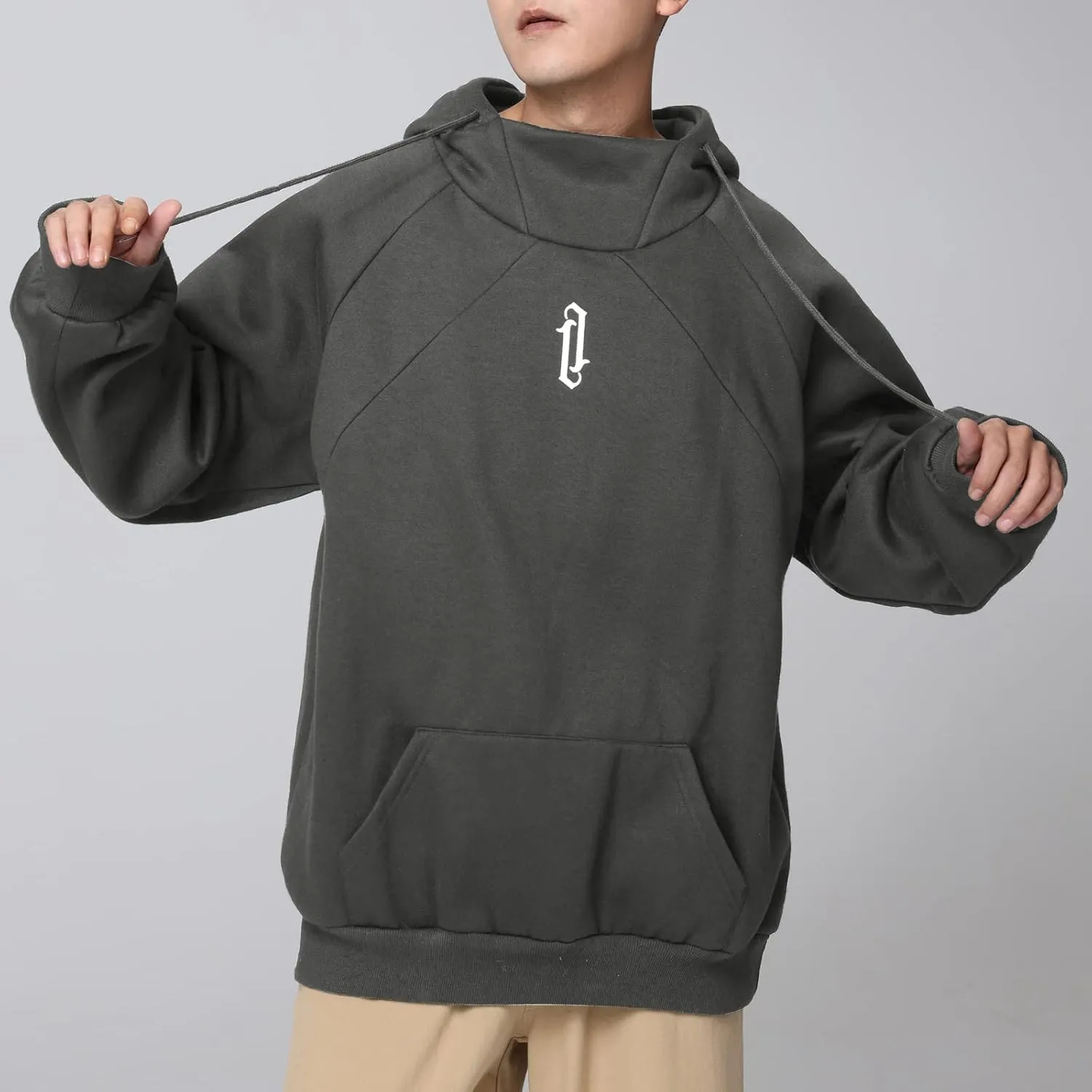 Men's Hoodies for Men Hip-Hop Sweatshirts Fleece Casual Pullover Fall Winter Loose Fit Tops with Embroidery