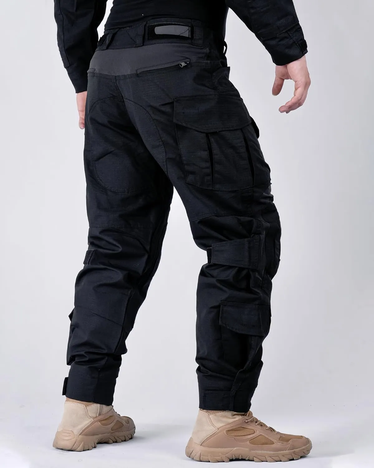Mens Tactical Pants with Knee Pads Camo Cargo Pants Waterproof Hiking Pants 10 Pockets No Belt