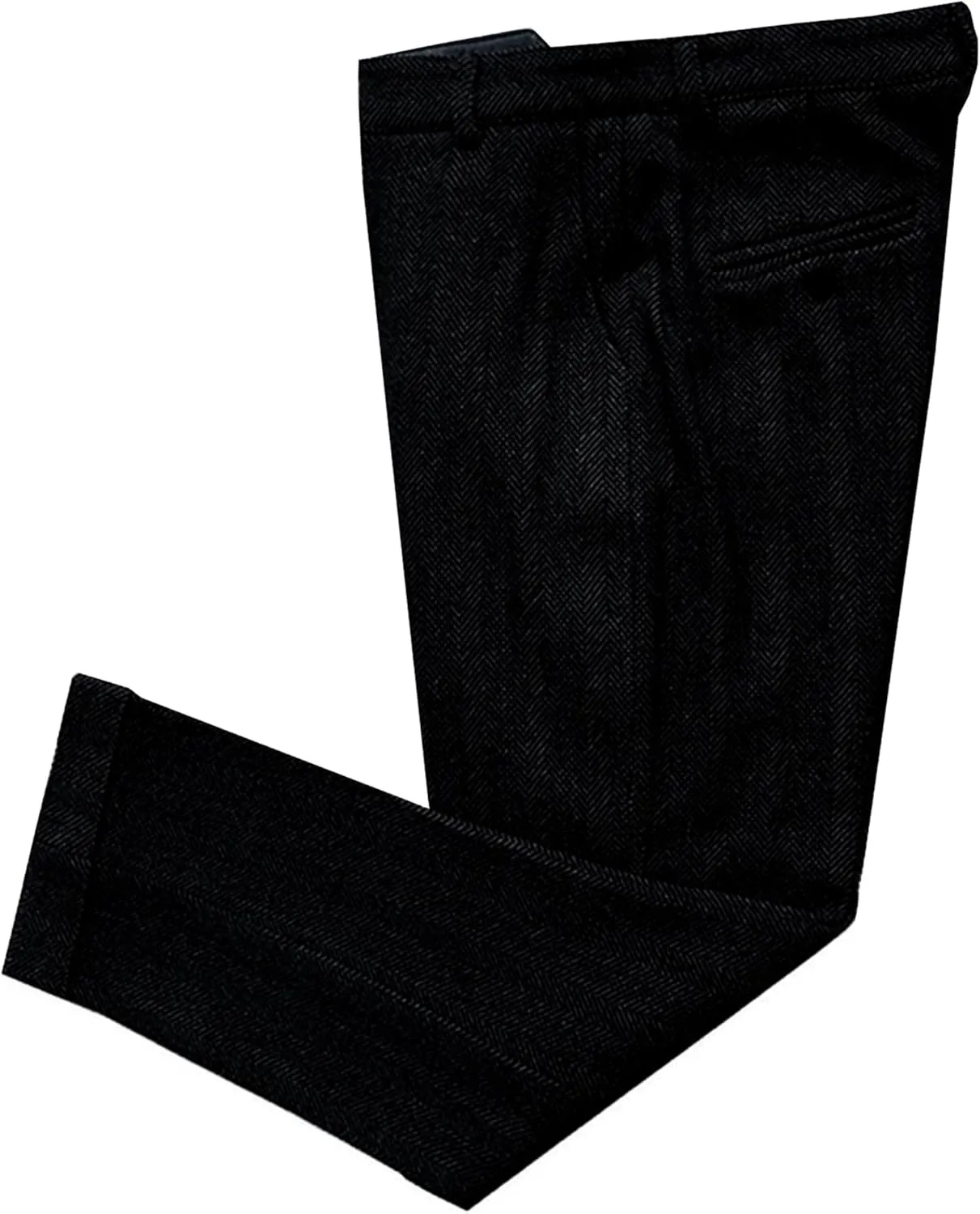 Men's Vintage Herringbone Tweed Suit Pants Slim Fit Thick Wool Flat Front Dress Trousers