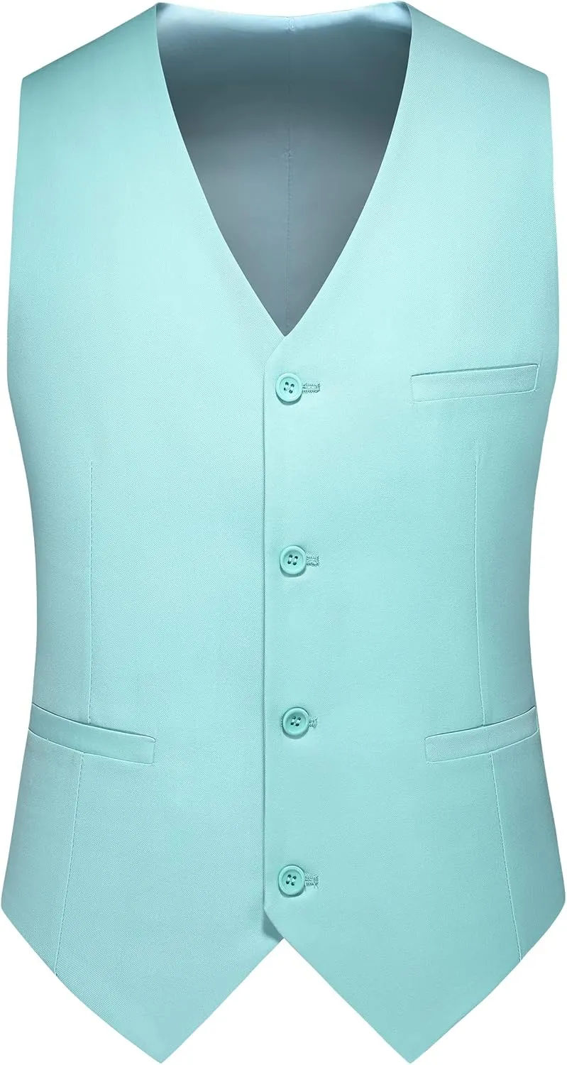MOGU Mens 3 Piece Suit Slim Fit Pure Color Tuxedos for Wedding Prom
