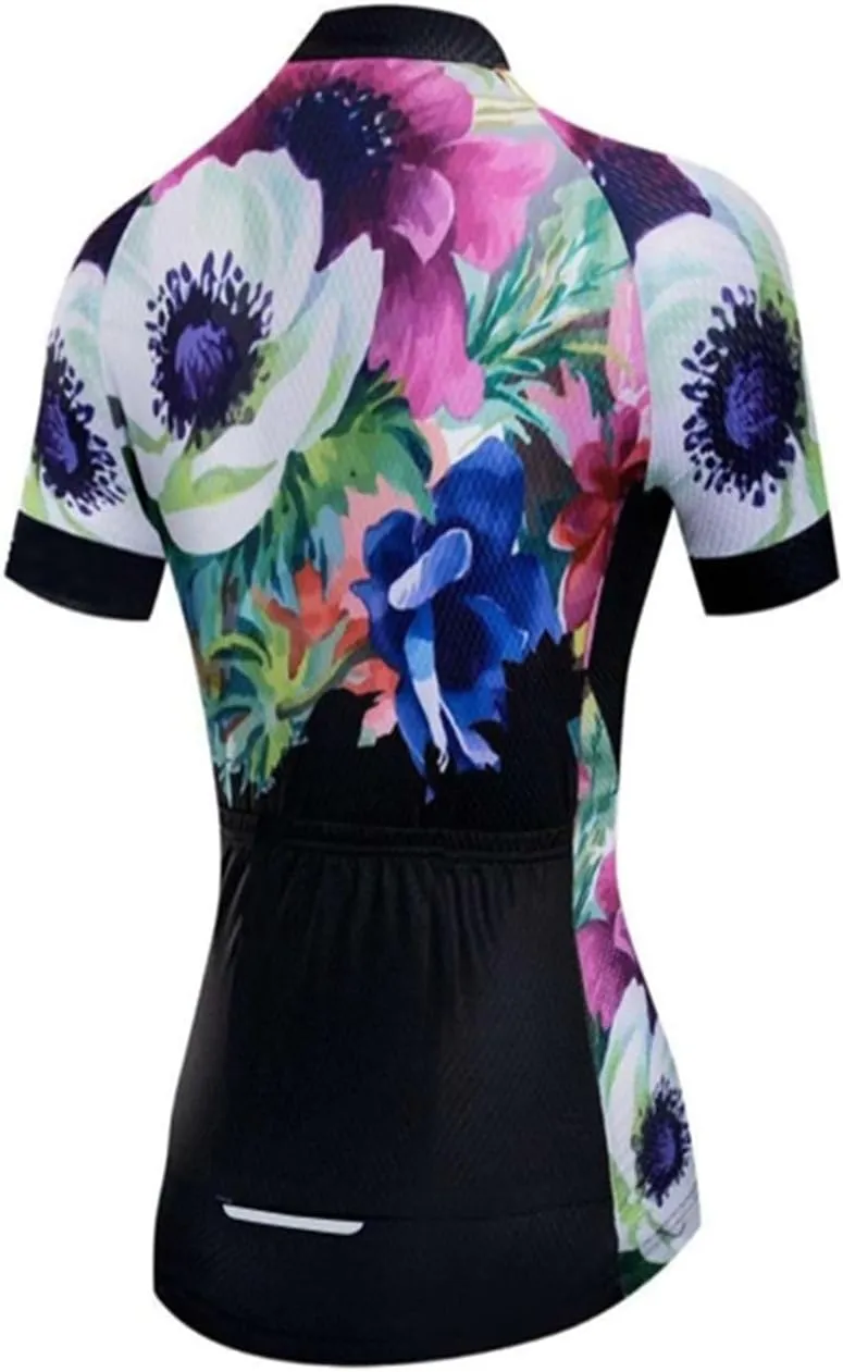 Mountain Bike Jersey Women Short Sleeve Cycling Jersey Biking Shirt Sun Protection Short Tops Comfortable Quick Dry