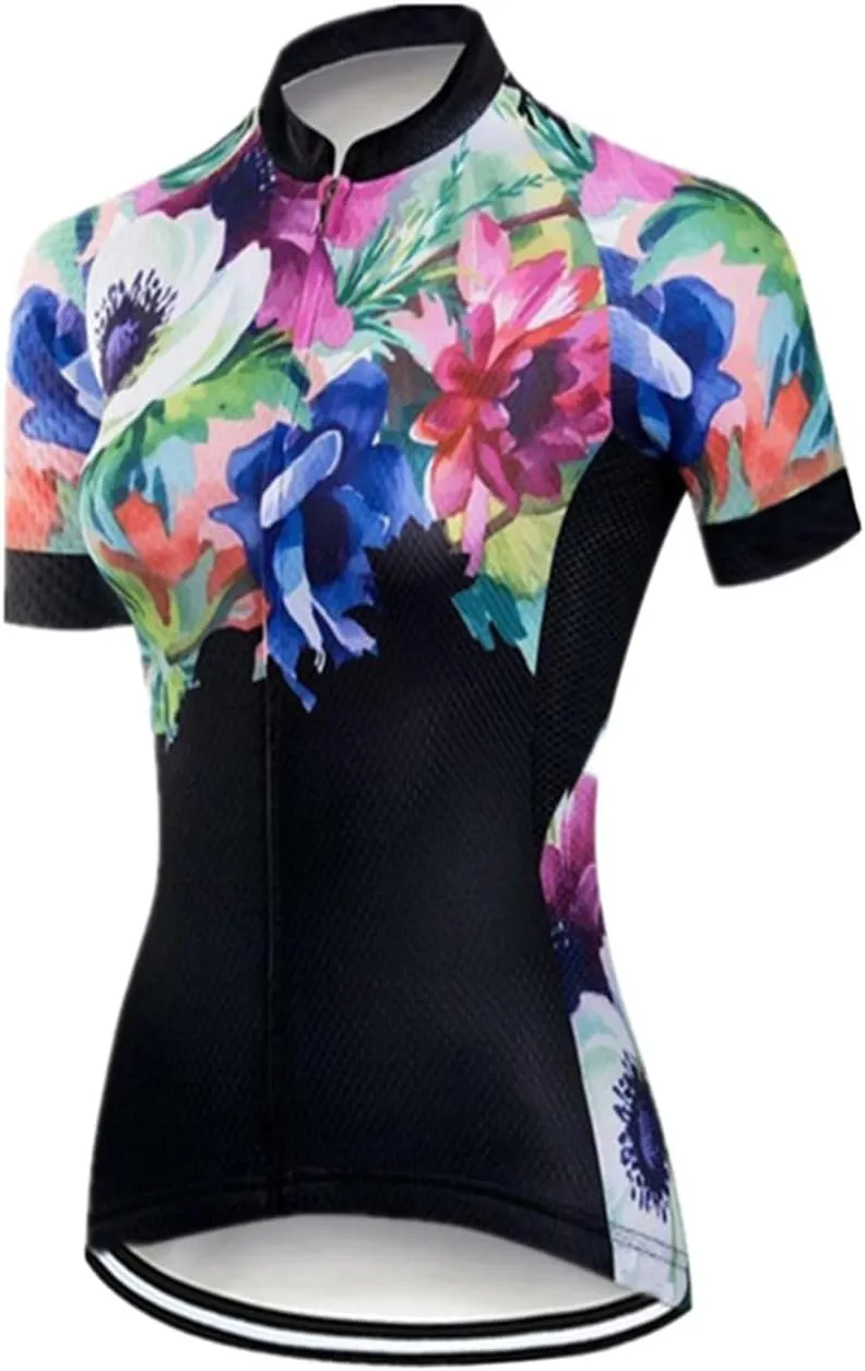 Mountain Bike Jersey Women Short Sleeve Cycling Jersey Biking Shirt Sun Protection Short Tops Comfortable Quick Dry