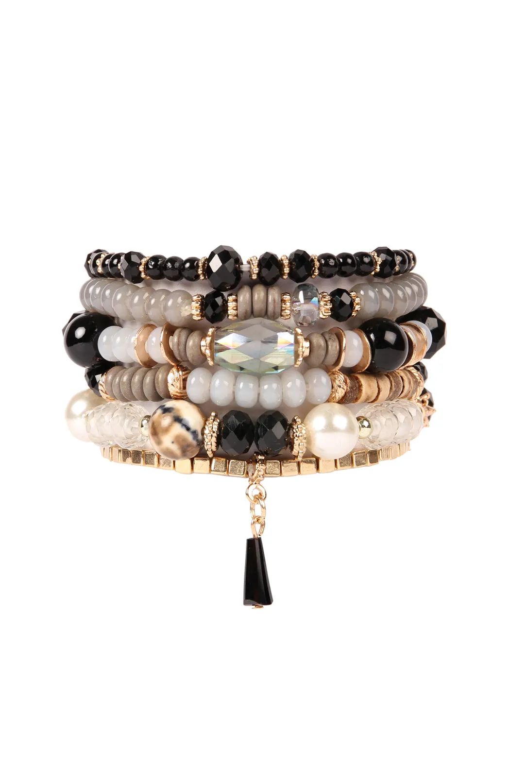 MULTI STONE BEADS STACKABLE BRACELET/6PCS