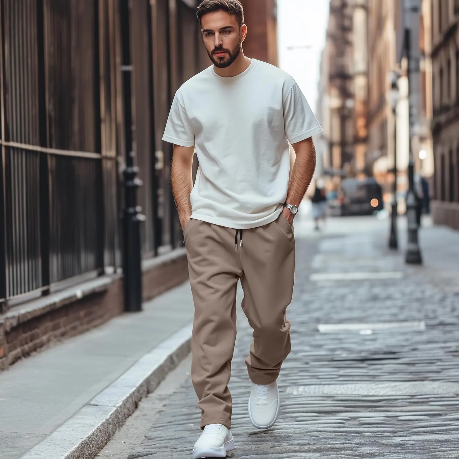 Neer 3 Pack Men's Big and Tall Sweatpants, Athletic Open Bottom Pants with Pockets and Drawstring Workout Lounge Jogger Pants