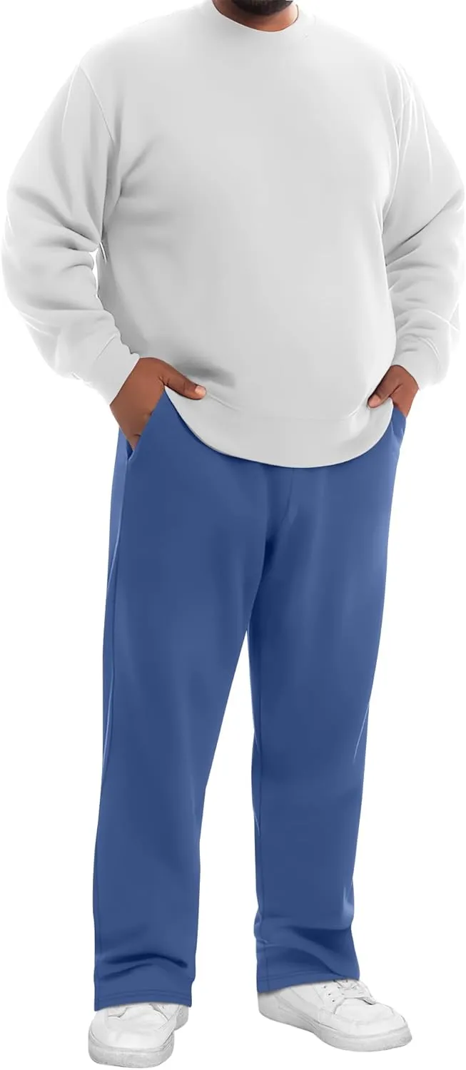 Neer 3 Pack Men's Big and Tall Sweatpants, Athletic Open Bottom Pants with Pockets and Drawstring Workout Lounge Jogger Pants
