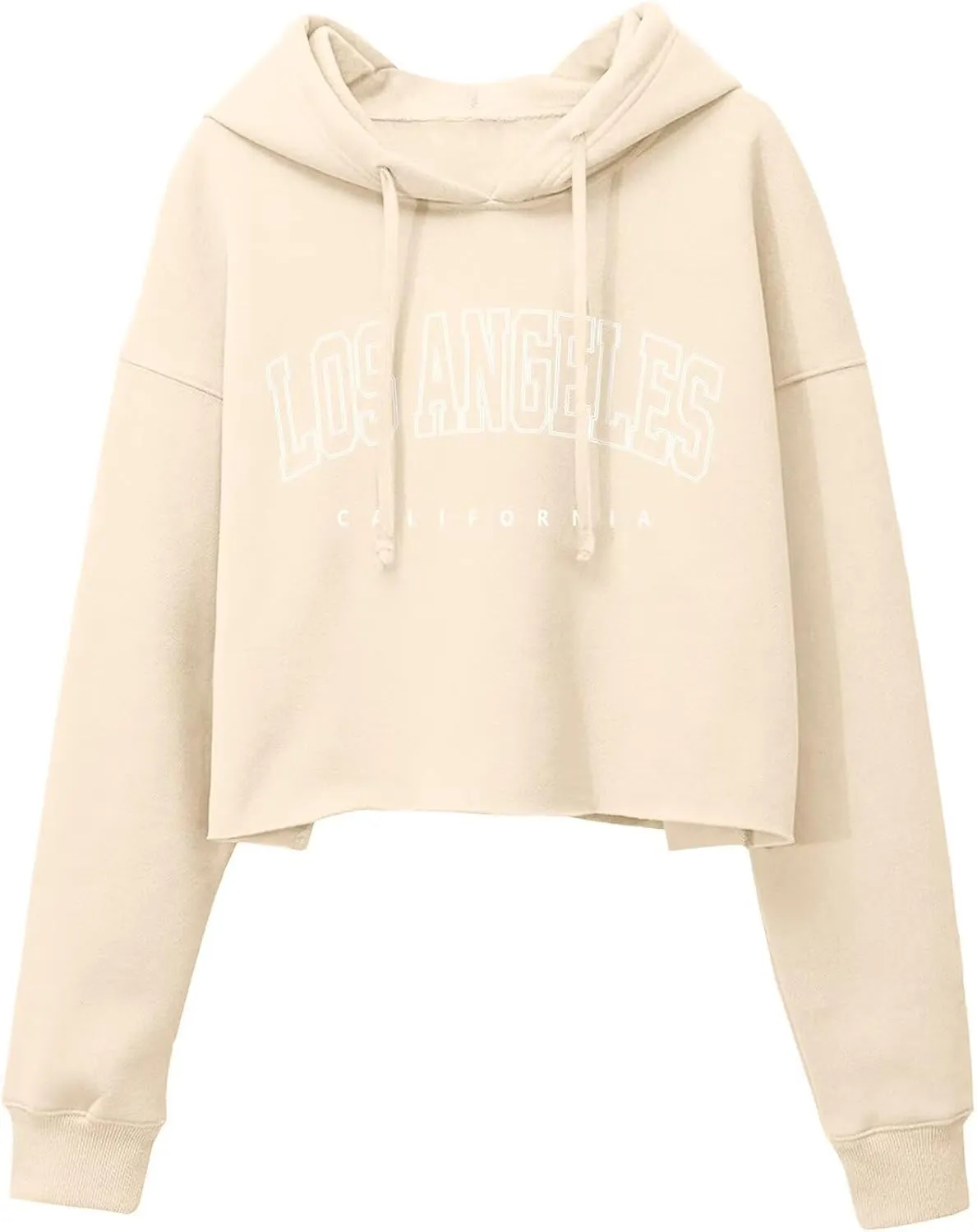 ORANDESIGNE Woman Letter Graphic Print Cropped Hoodie Long Sleeve Crop Fleece Casual Workout Loose Pullover Sweatshirt Tops