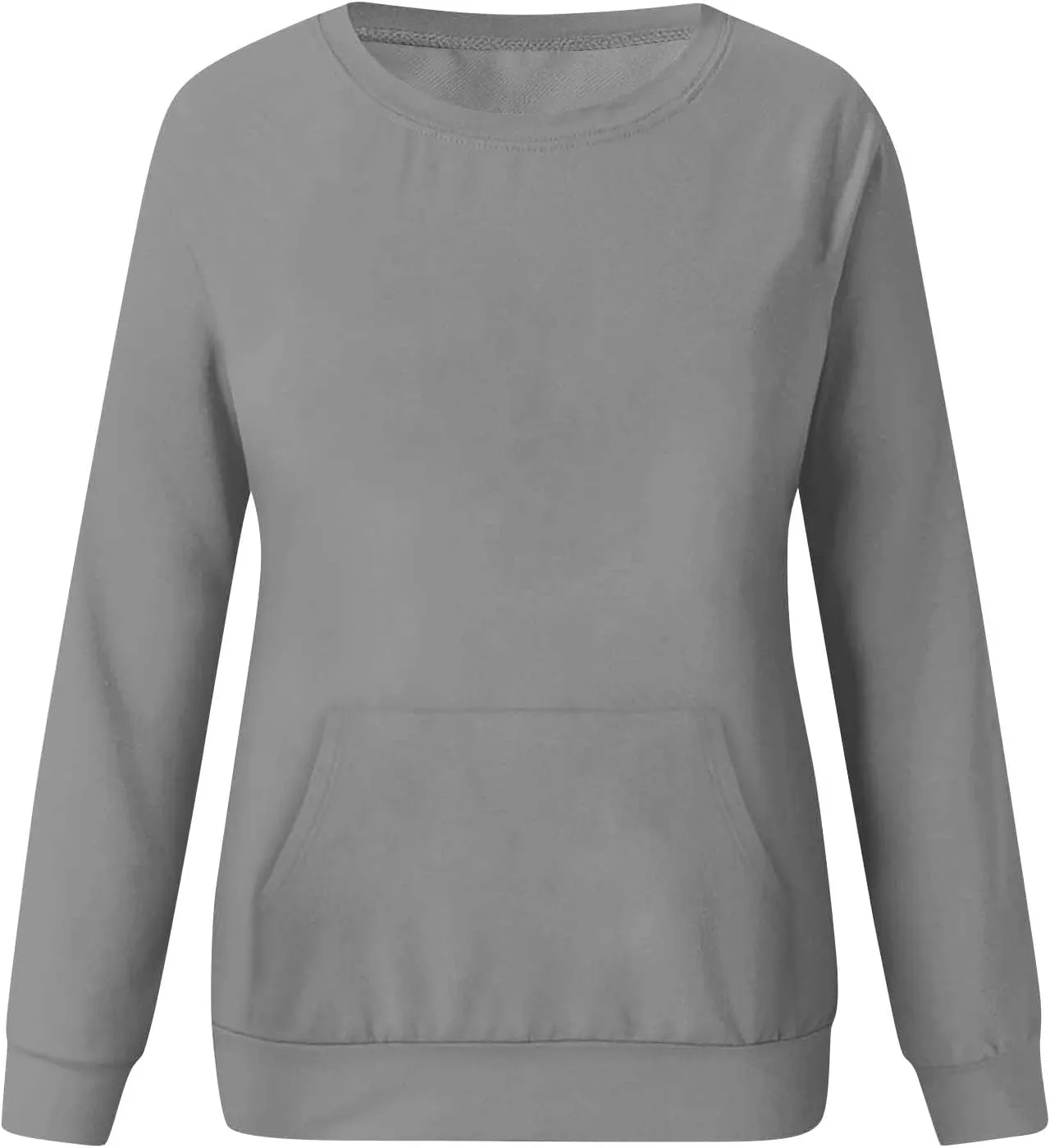 Oversized Sweatshirt for Women Fleece Crewneck Sweatshirts with Pocekt No Hood Casual Comfy Long Sleeve Pullover Tops