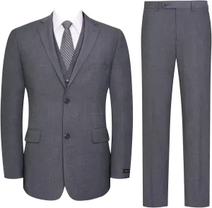P&L Men's 3 Piece Slim Fit Suit Set Two Buttons Solid Office Jacket Vest Pants Dress Suit