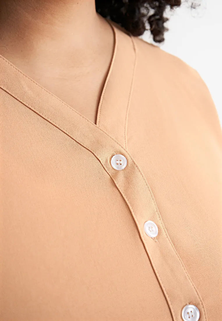 Parlea Button Tiered Peplum Blouse