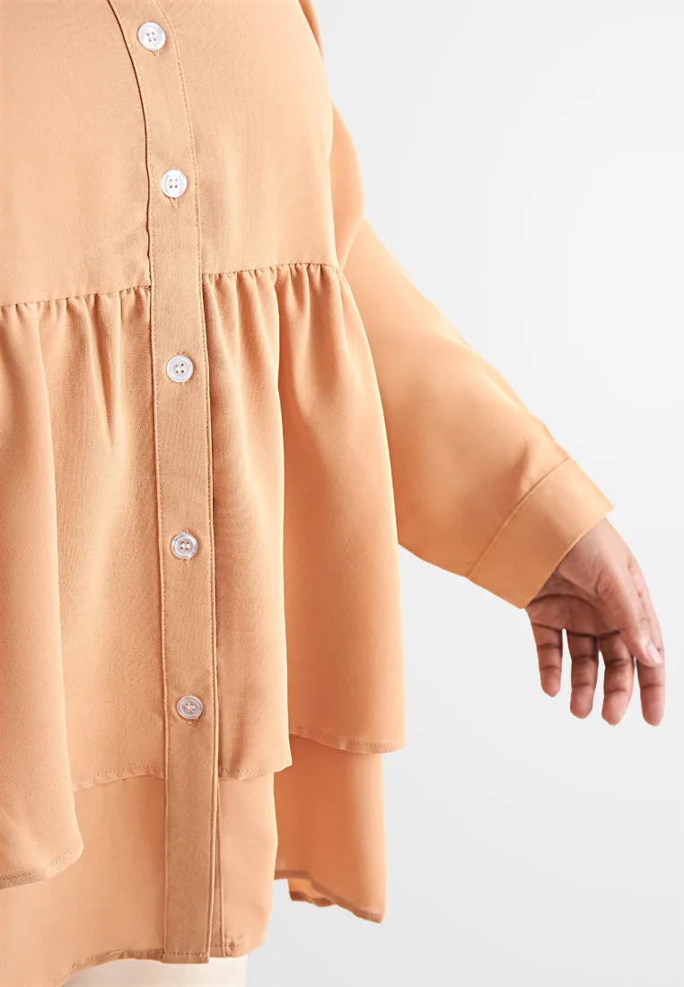 Parlea Button Tiered Peplum Blouse