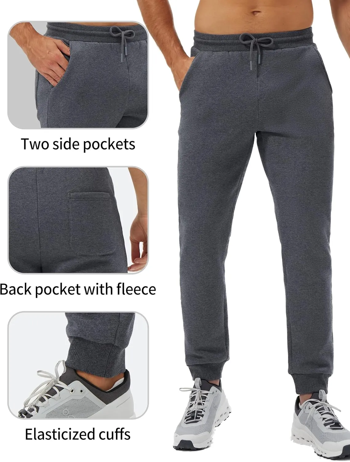 Pioneer Camp Men's Sherpa Lined Sweatpants Winter Warm Fleece Joggers Heavyweight Thermal Pants for Athletic Lounge Running