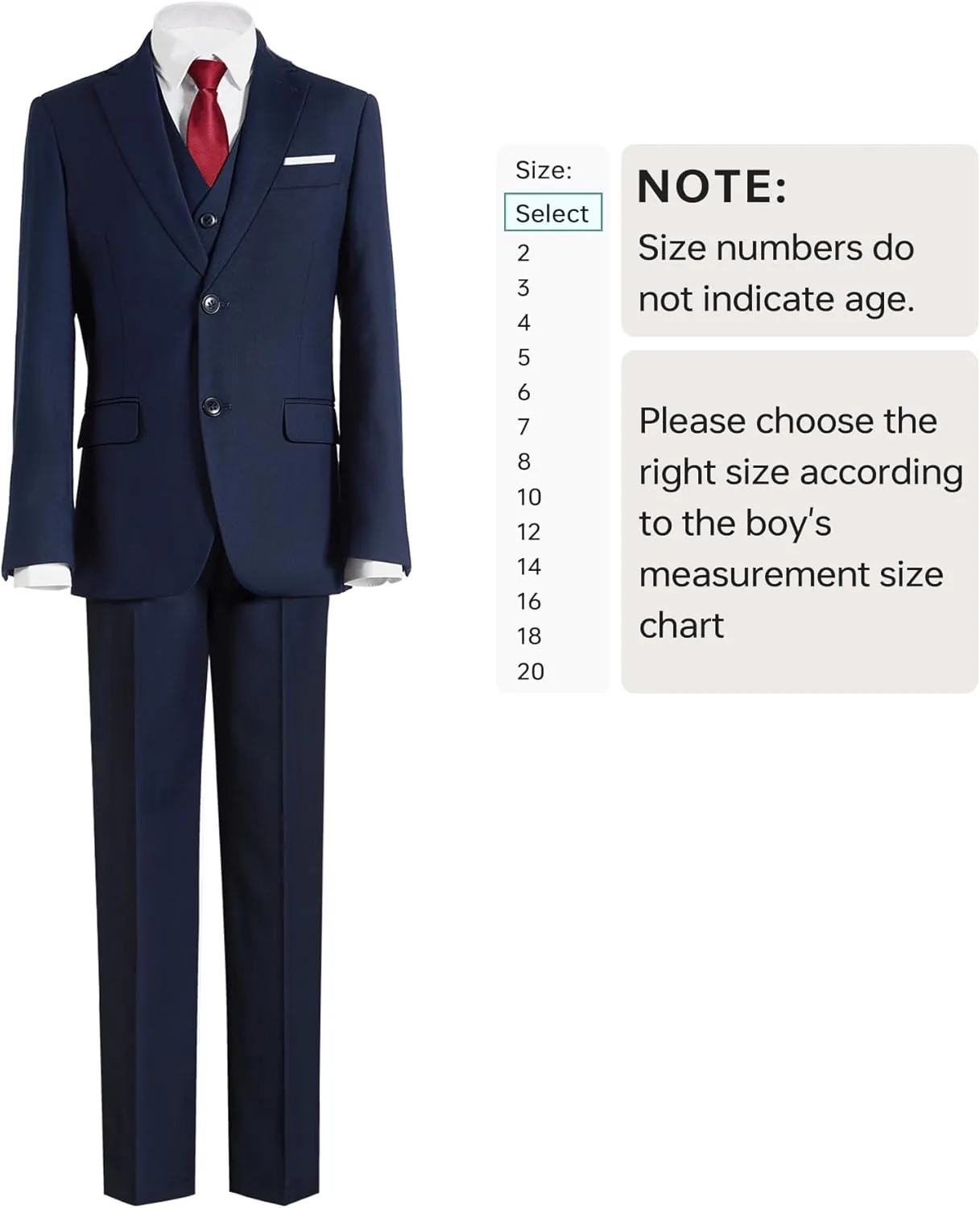 Plavict Boys Formal Suit Slim Fit for Boys Wedding Ring Bearer Outfit with Adjustable Waist