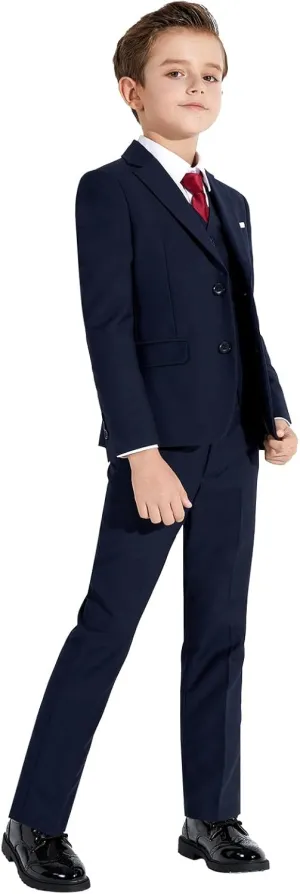 Plavict Boys Formal Suit Slim Fit for Boys Wedding Ring Bearer Outfit with Adjustable Waist