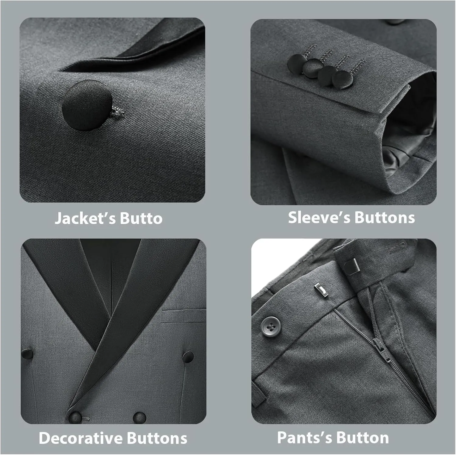 Rogers & Morris Tuxedo Suits for Men Solid 2 Piece Regular Fit Formal Set Peak Lapels Double Breasted Jacket and Pants