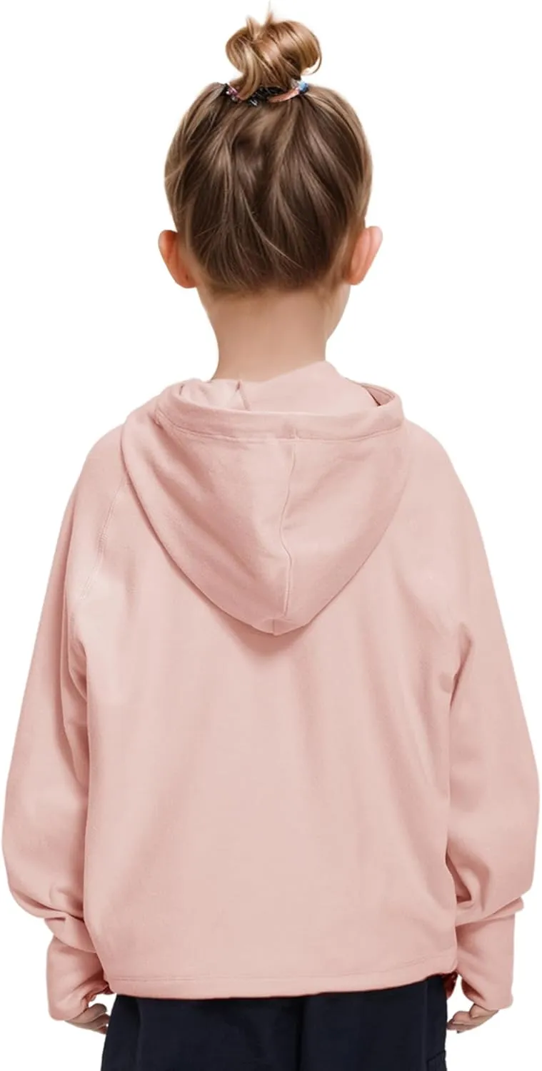 Rolanko Girls Hoodies Fleece Sweatshirts Long Sleeve Cozy lightweight Pullover Tops with Pocket Kids Warm Velvet Outwear