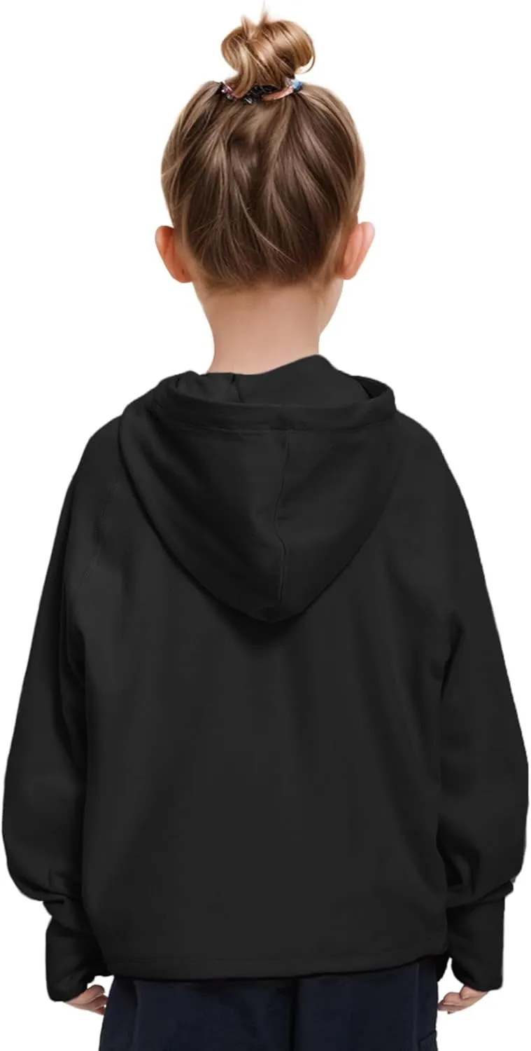 Rolanko Girls Hoodies Fleece Sweatshirts Long Sleeve Cozy lightweight Pullover Tops with Pocket Kids Warm Velvet Outwear