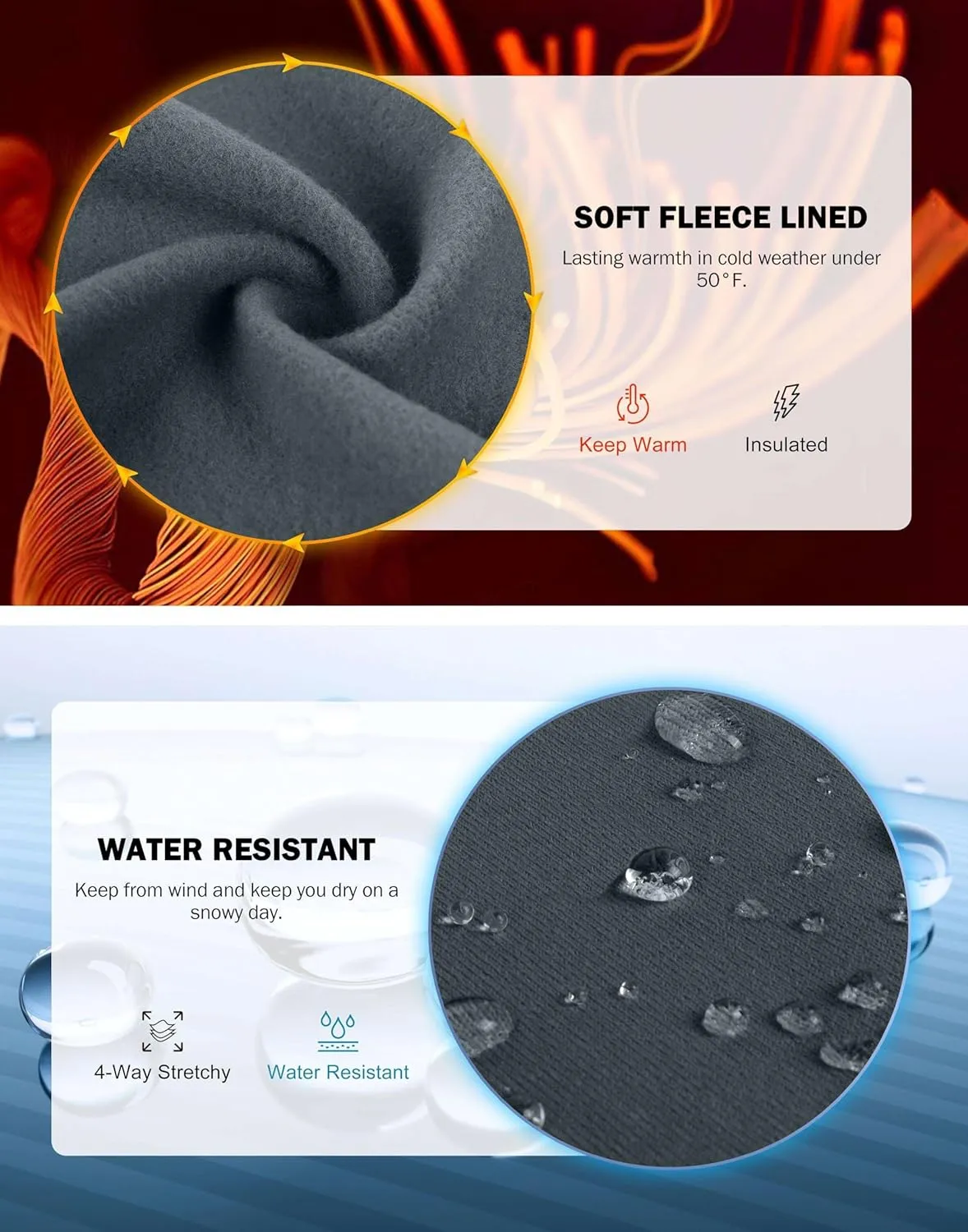 SANTINY Fleece Lined Flare Leggings Women 28.5/30.5/32 Water Resistant Winter Bell Bottom Hiking Yoga Pants with Pockets