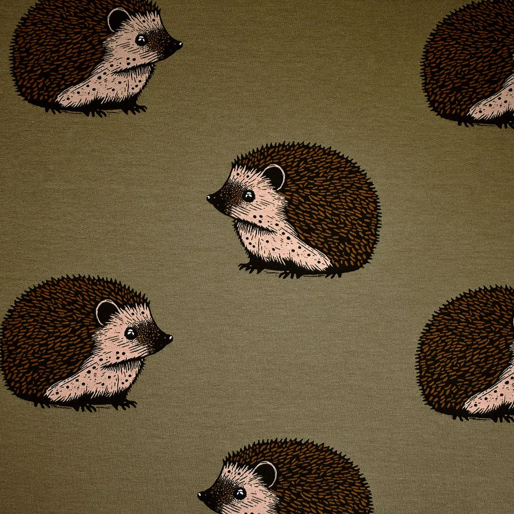 See You at Six Hedgehog French Terry Beech Green